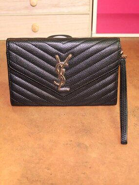 🖤 Monogram Wallet Clutch – Black Leather 🖤